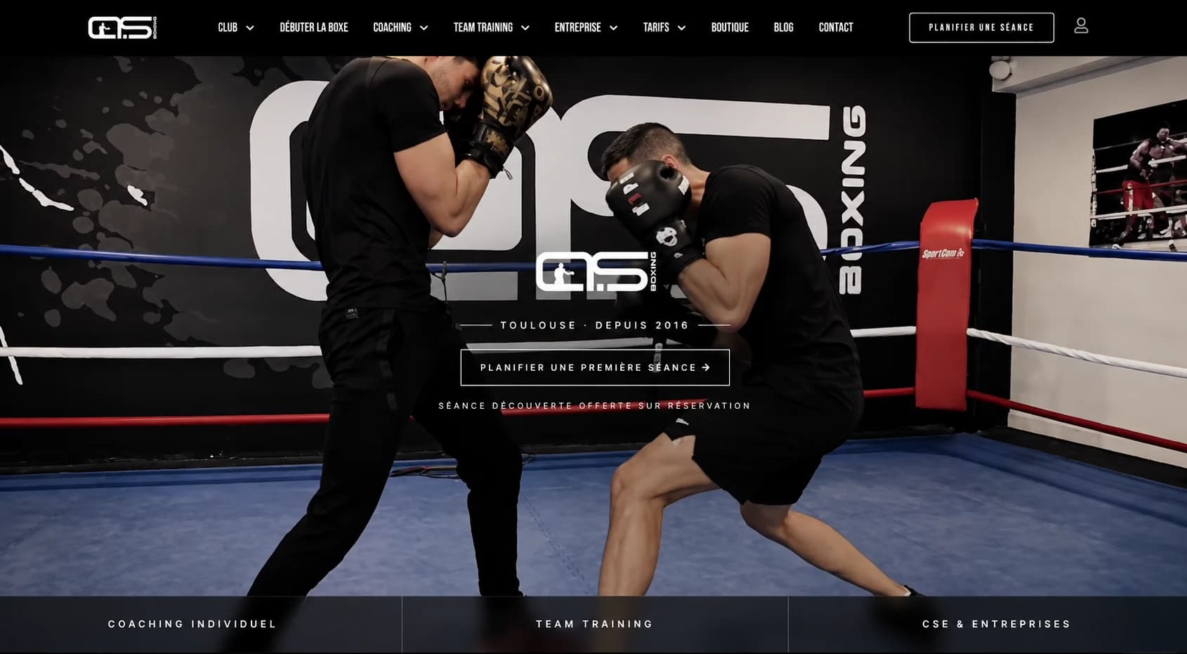 Page d'accueil du site AS Boxing après la refonte
